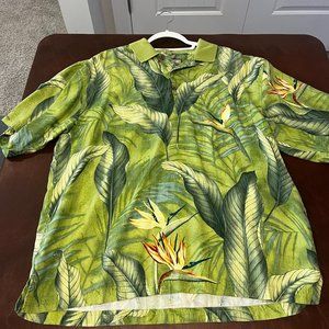 Tommy Bahama 100% Silk Pocket Polo Short Sleeve Shirt